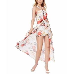 Material Girl Juniors Printed Romper Sheer Overlay Maxi Skirt Size M